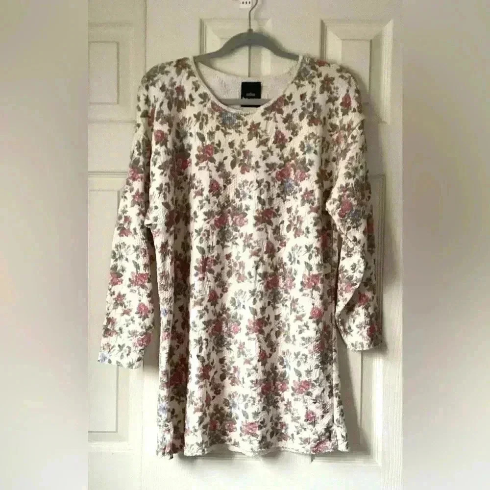 Stefano basics Womens white and Floral Cottagecore Cotton Blend Sweater size L